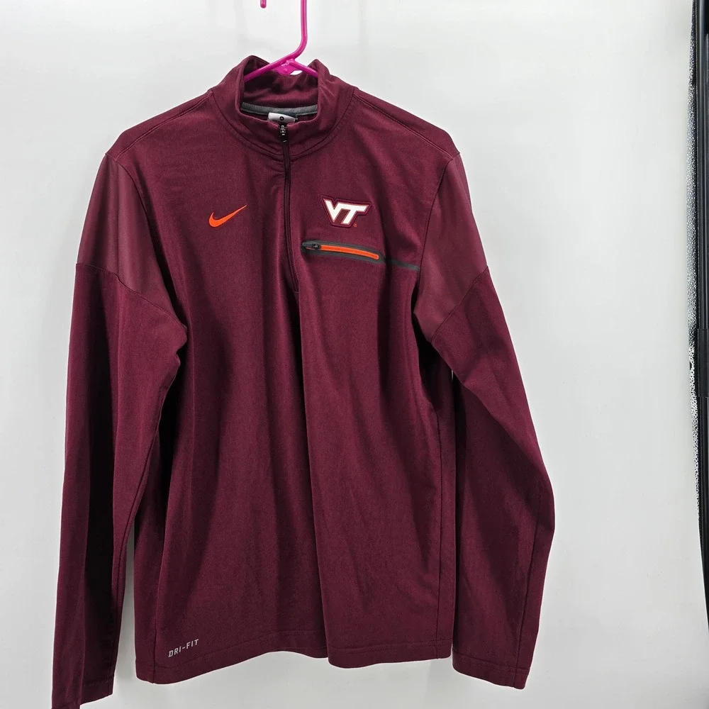 Nike Virginia Tech Hokies Pullover Mens Dri-FIT Quarter Zip‎ Maroon Medium